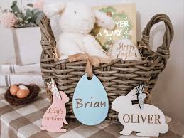 From the easter bunny personalized letter. Personalized Easter Basket Tag Wooden Easter Gift Tag Etsy Easter Basket Tags Easter Baskets Easter Gift Tag