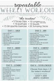 Repeatable Weekly At Home Workout In 2020 Weekly Workout Abs Workout Quick Workout