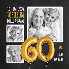 Uitnodiging Jubileum 60 Jaar Ballonnen Goud Kaartje2go