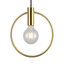 Open Bulb Hanging Light With Brass Ring Bedroom Single Modernism Metal Pendant Light Susuohome Com