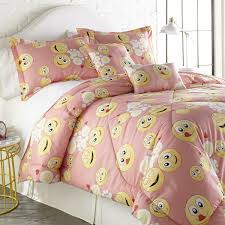 3 piece sheet set includes fitted sheet, flat sheet and standard reversible pillow case. Spirit Linen Home Tw Pink Emoji Four Piece Comforter Set Twin For Sale Online