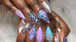 Blue and black ombre for short nails. Watch Me Work Purple And Blue Ombre Nails Acrylic Nails Floral Abstract Nail Art Design Youtube