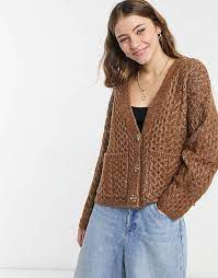 Check spelling or type a new query. Stradivarius Chunky Cable Knit Cardigan In Brown Asos