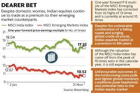 em valuations moderate but indian stocks still expensive