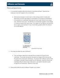 Virtual version of the mitosis lab. Bio 111 Lab Diffusion Osmosis 2 Pre Lab Questions Concentration Gradient Studocu