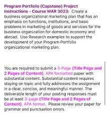 Also, the capstone archives include completed capstone projects, meaning what is submitted by students make sure you have 3 new citations and that you've cited them properly using apa format. Program Portfolio Capstone Project Instructions Chegg Com