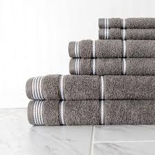 Nautical theme bath accessories, nautical bath sets, beach theme bathroom, beach theme nautical bedroom coastal bedrooms coastal living rooms nautical home nautical bathroom accessories nautical bathrooms bath. 50 Off N2 6 Piece Large Grey Rope Trim Bath Towel Set Smokey Gray Stripe Pattern Solid Color Woven Towels Tailored Nautical Luxurious Hotel Style Bathroom Sheets Soft Decorative Bright Vibrant Cotton