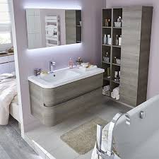 Meuble De Salle De Bains Decor Bois Grise 108 Cm Voluto Castorama Meuble Salle De Bain Meuble Sous Vasque Salle De Bain