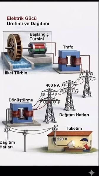 1. Elektrik �retimi (�lkel ve Ba�lang�� T�rbini): S�re�, suyun kinetik enerjisinin bir �ark� (t�rbini) d�nd�rmesiyle ba�lar. Bu d�nme hareketi bir jenerat�re (ba�lang�� t�rbini) iletilir ve burada ...
