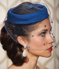 Royal Blue Cobalt Blue Bridal Cocktail Hat Light Blue Polka Dot Birdcage Veil Vintage Wedding Pillbox Hat One Of A Cocktail Hat Fancy Hats Hat Hairstyles