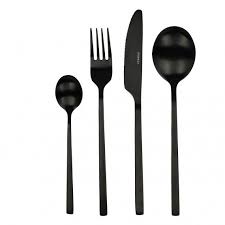 pomax couverts serinity set 24 couverts noir mat 18 0 105 couvert ensemble de couverts ustensile cuisine