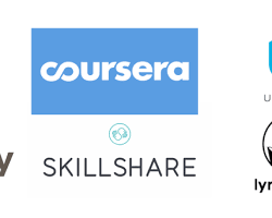Image of Udemy, Skillshare, and Coursera logos