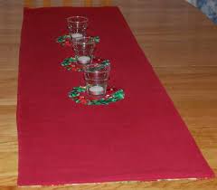 Christmas Red Table Runner With Embroidery Red Christmas Red Table Table Runners
