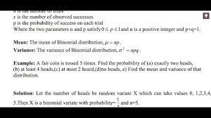 Binomial Distribution At Least At Most Exactly Mean Variance Binomial Distribution Distribution Probability