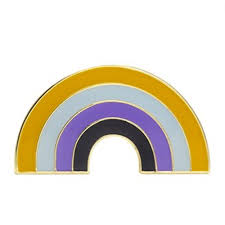 Lavender represents a mix of the traditional pink and blue gender colors. Non Binary Flag Rainbow Pin Badge