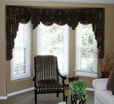 Swags And Jabots In A Bay Window Valances For Living Room Window Treatments Living Room Bay Window Living Room