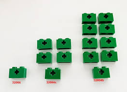 LEGO ® (15x) 32064 32064b 32064c Green Technic Brick 1 x 2 with Axle Hole