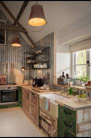 Tin Walls Rustic Farmhouse Kitchen Farmhouse Kitchen Cabinets Rustic Kitchen