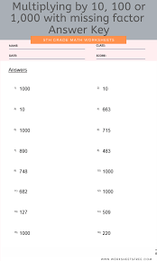 A missing factor multiplication sum provides you these worksheets and lessons help students learn to identify missing factors in multiplication. Multiplying By 10 100 Or 1 000 With Missing Factor Worksheets For Grade 5 Answer Key Worksheets Free