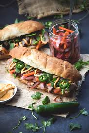 Vietnamese Pork Bahn Mi With Sriracha Tahini Mayo Food Banh Mi Recipes