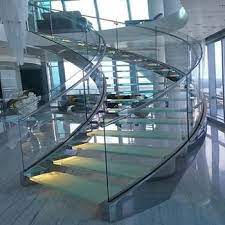 Wholesale Custom 10mm Building And Stair Bend Curved Glass Glass Stairs Glass Stairs Design Curved Staircase