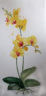 Orchid Watercolor Set Of 3 Original Illustration Floral Painting Flower Wall Art Painting Orchid Flower Gift For Her Pink Orange Yellow Orchids Painting Watercolor Art Paintings Flower Art Painting