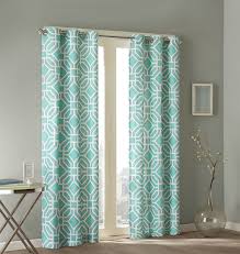 Vorhaenge Wohnzimmer Blickdicht Intelligent Design Maci Tuerkis Weiss Muster Grau Polyester Vorhange Vorhange Gardinen Geometrische Vorhange