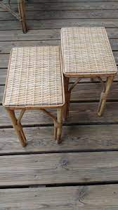 vintage tables en rotin et osier chevet tabouret boheme etsy osier tabouret chevet