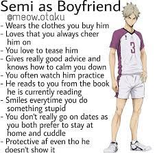 Join the others in this romantic, hoping i could get my senpai in haikyuu quiz to finally meet your boyfriend. Semi As Your Boyfriend Haikyuu Haikyuu Characters As Boyfriends As Boyfriend