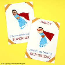 Trace the kid's hand with his fingers held tightly. Printable Superhero Father S Day Card To Make For Superdad Messy Little Monster