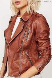 Buy Mint Velvet Tan Washed Leather Biker Jacket From Next Usa
