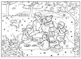 Coloring book page for adults and kids. Coloring Page Picnic