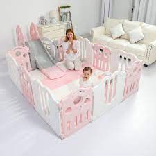 Baby Playpen Kids Activity Centre Safety Play Yard Home Indoor Pink Auchoice