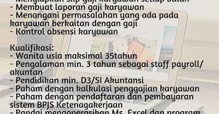 Pengadilan tinggi agama semarang menuju wilayah bebas korupsi (wbk) dan wilayah birokrasi bersih melayani (wbbm). Lowongan Kerja Pt Samisuryaindah Plastik Staff Payroll Dan Security Sukoharjo Max 1 Mei 2020 Loker Swasta