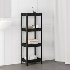 Vesken Shelf Unit Black 14 1 8x9x39 3 8 Ikea Black And White Bathroom Floor Shelves Black Bathroom Storage