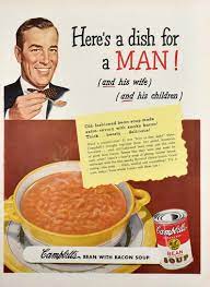 1951 Campbell S Bean Bacon Soup Ad 1950s Manly Kitchen Etsy Bean And Bacon Soup Retro Recipes Vintage Recipes