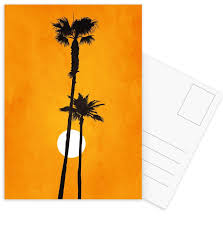 The words sunset blvd. are shown stenciled on the curb of that street. Sunset Boulevard Postcard Set Juniqe