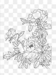 Flower Clipart Line Clipart Peony Line Drawing Artwork Meticulous Chinese Style Line Drawing Chinese Style Peon Flower Line Drawings Line Drawing Peony Drawing