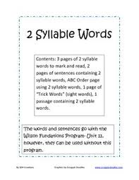 2 Syllable Words Unit 11 Wilson Fundations Fundations Syllable Words