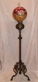 Wonderful Antique Figural Brass Piano Floor Lamp Outstanding Original Hand Painted 12 Shade Original Oil Burning Condition Antique Floor Lamps Vintage Lamps Lamp