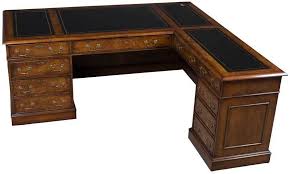 Large New Antique Style Executive Desk With Return Corner L Shaped Leather Top Antiques Furniture Desks Executive Desk Desk Office Furniture Accessories
