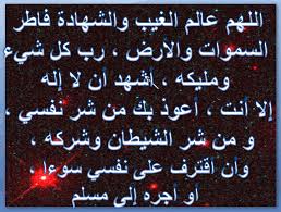 اللهم عالم الغيب و الشهادة فاطر السموات و الأرض رب كل شيء و مليكه