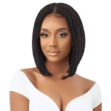 Amazon.com: Outre 4x4 Lace Front Wig Pre Braided hand Tied HD Lace BOX  BRAID BOB 12" (1B)