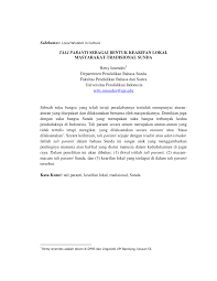 Memang benar sebuah ungkapan asing (dan daerah) dalam bahasa indonesia harus ditulis miring, tetapi terdapat pengecualian pada nama diri. Pdf Tali Paranti Sebagai Bentuk Kearifan Lokal Masyarakat Sunda