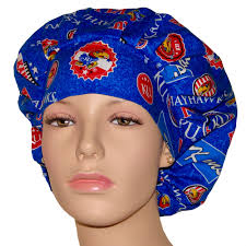 Scrub Caps University of Kansas Retro Fabric-scrubheads-kansas Scrub  Hat-scrub Cap-bouffant Scrub Hat-scrub Hat-ku Jayhawks-college Teams