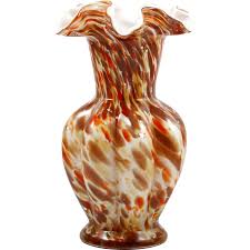 Fenton Vasa Murrhina Autumn Vase Vintage Art Glass 1965 Silver Aventurine Found At Www Rubylane Com Vintagebeginshere Vintage Art Glass Glass Art Fenton