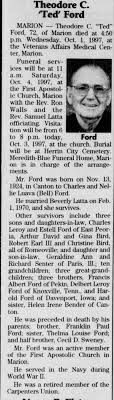 Obituary for Theodore C. Ted 7 Ford