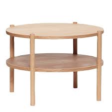 The top features a breadboard style construction, finished is bees wax. Coffee Table W Shelf Round Fsc Hubsch Nordic Decoration