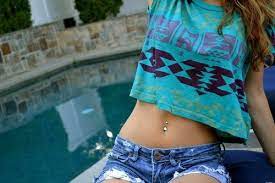 Love This Pattern Fashion Belly Shirts Crop Top And Shorts