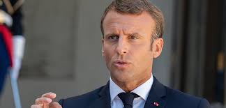Président de la république française. French President Emmanuel Macron Promotes Startups